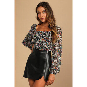 Meant to Stand Out Black Vegan Leather Zip-Front Mini Skirt
